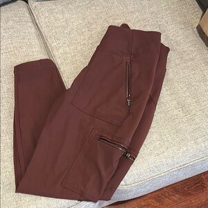 Athleta brown High-Waisted Leggings with Zipper Pockets